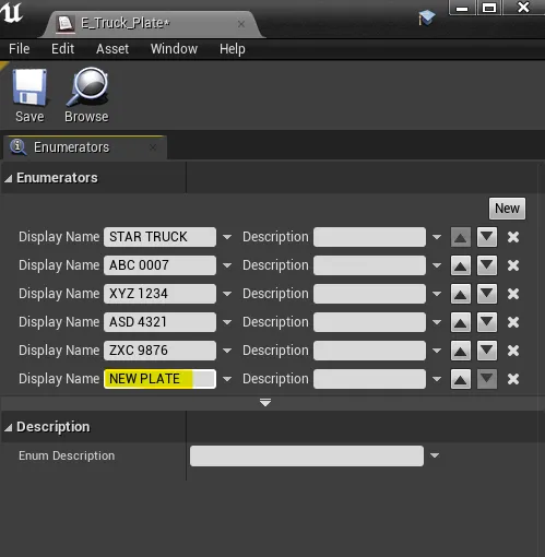 Type the new plate number.